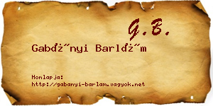 Gabányi Barlám névjegykártya